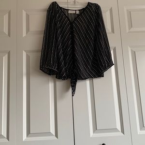 Chico’s Size 1 (size 8) Black And White Sheer Blouse